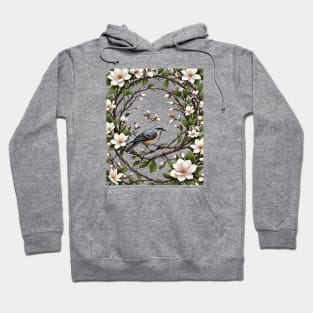 Mississippi Northern Mockingbird And Magnolia Flowers Hoodie